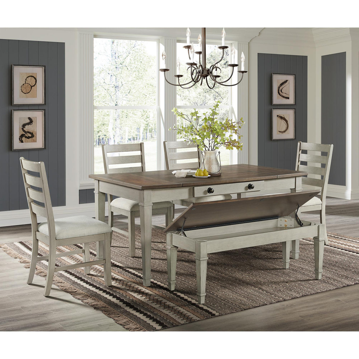 Elements International Farmington D-9890-7-DT Rectangular Dining Table IMAGE 6