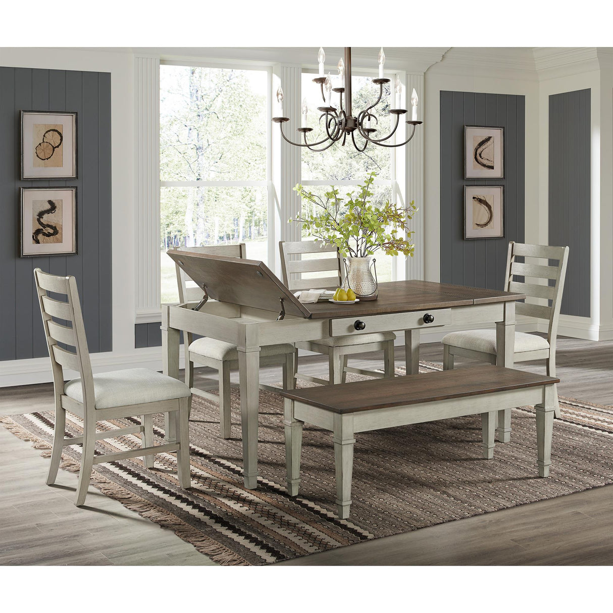 Elements International Farmington D-9890-7-DT Rectangular Dining Table IMAGE 7
