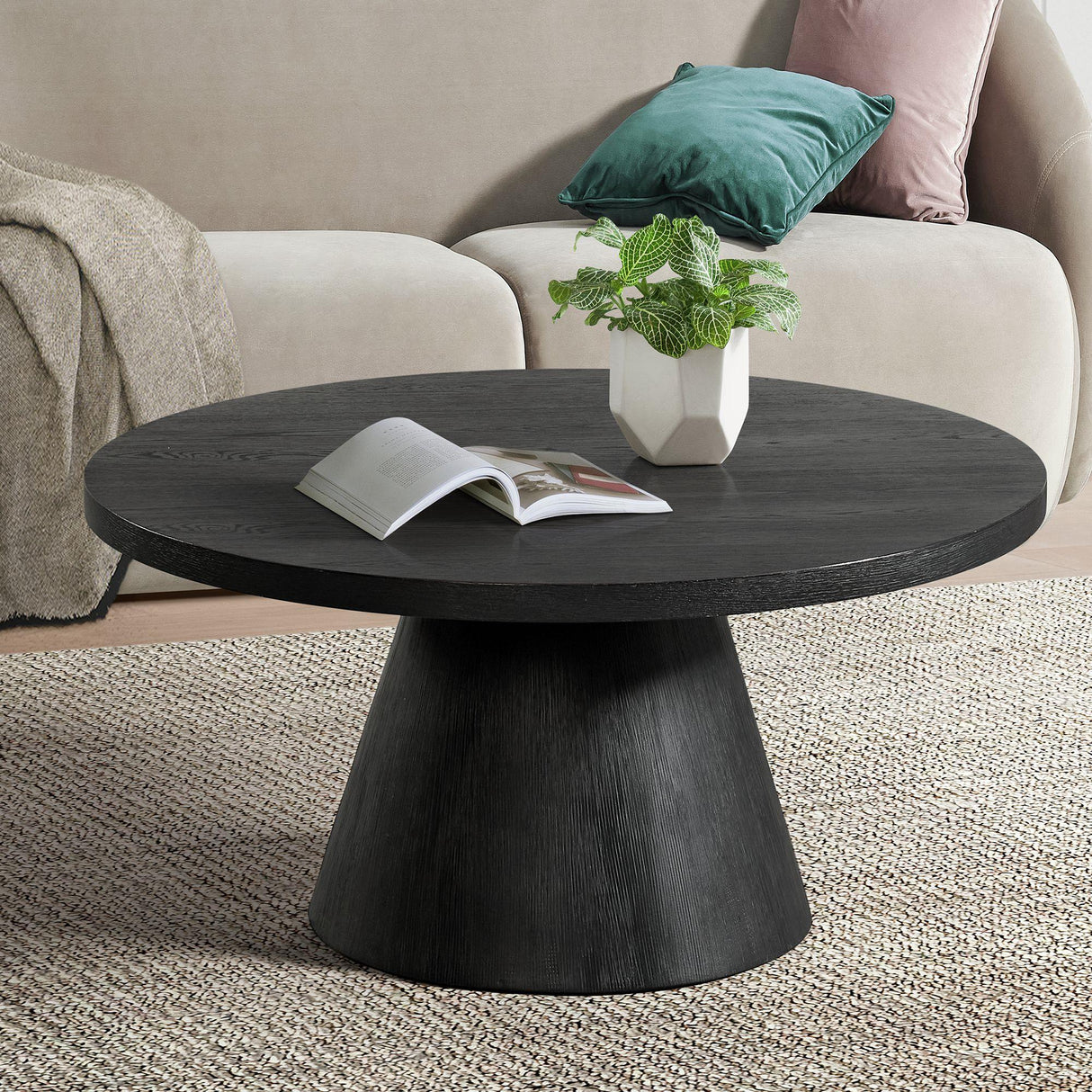 Elements International Portland T-1710-8-CT1 Round Coffee Table IMAGE 2