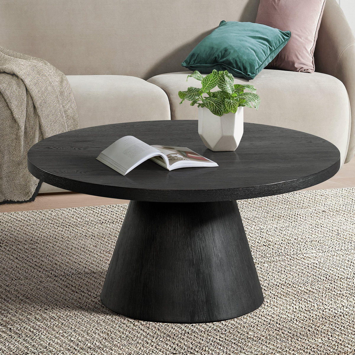 Elements International Portland T-1710-8-CT1 Round Coffee Table IMAGE 2