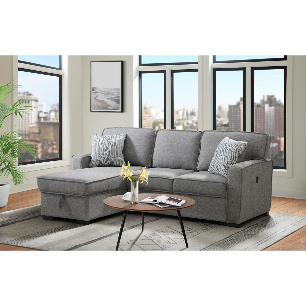Elements International Caracas U-5140-4551-304 Sectional Sleeper Sofa IMAGE 5