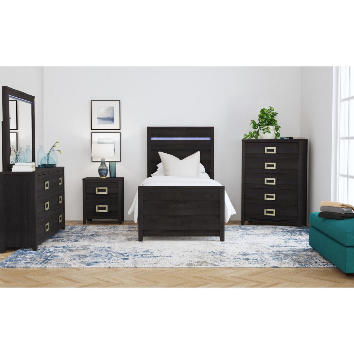 Elements International Tobias B-15990-8-TBL Twin Bed IMAGE 3