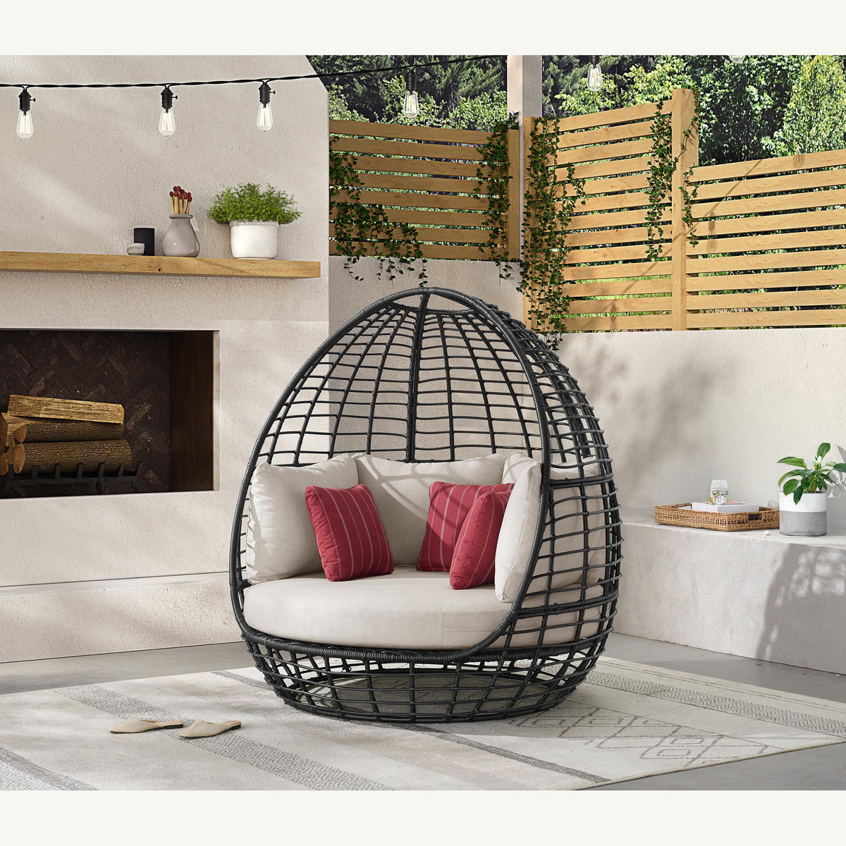 Elements International Playa O-16230-10311-121 Twin Egg Chair IMAGE 3