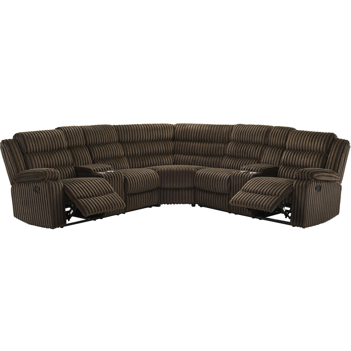 Coaster Furniture Atkinson 601510 Upholstered Reclining Sectional Sofa - Chocolate IMAGE 2