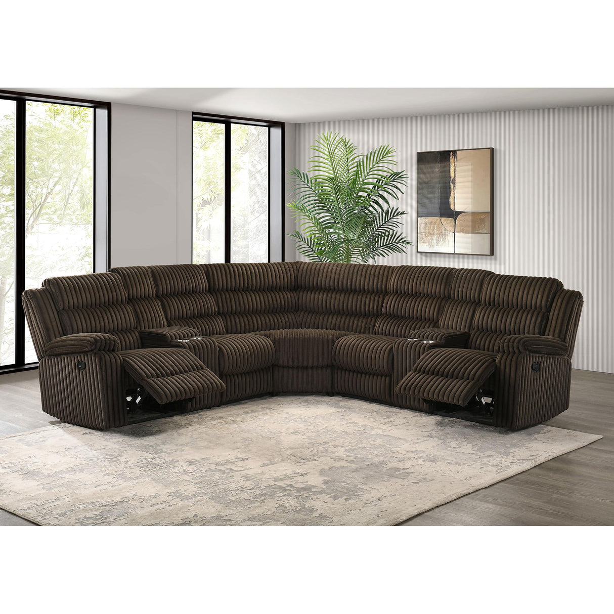 Coaster Furniture Atkinson 601510 Upholstered Reclining Sectional Sofa - Chocolate IMAGE 7