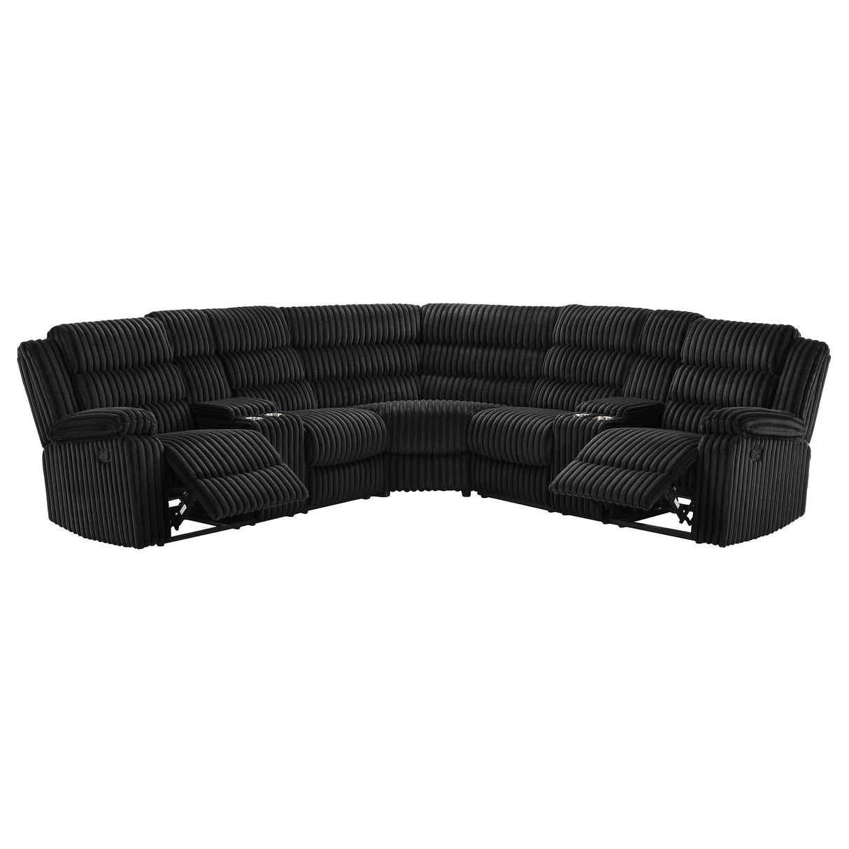 Coaster Furniture Atkinson 601520 Upholstered Reclining Sectional Sofa - Black IMAGE 2