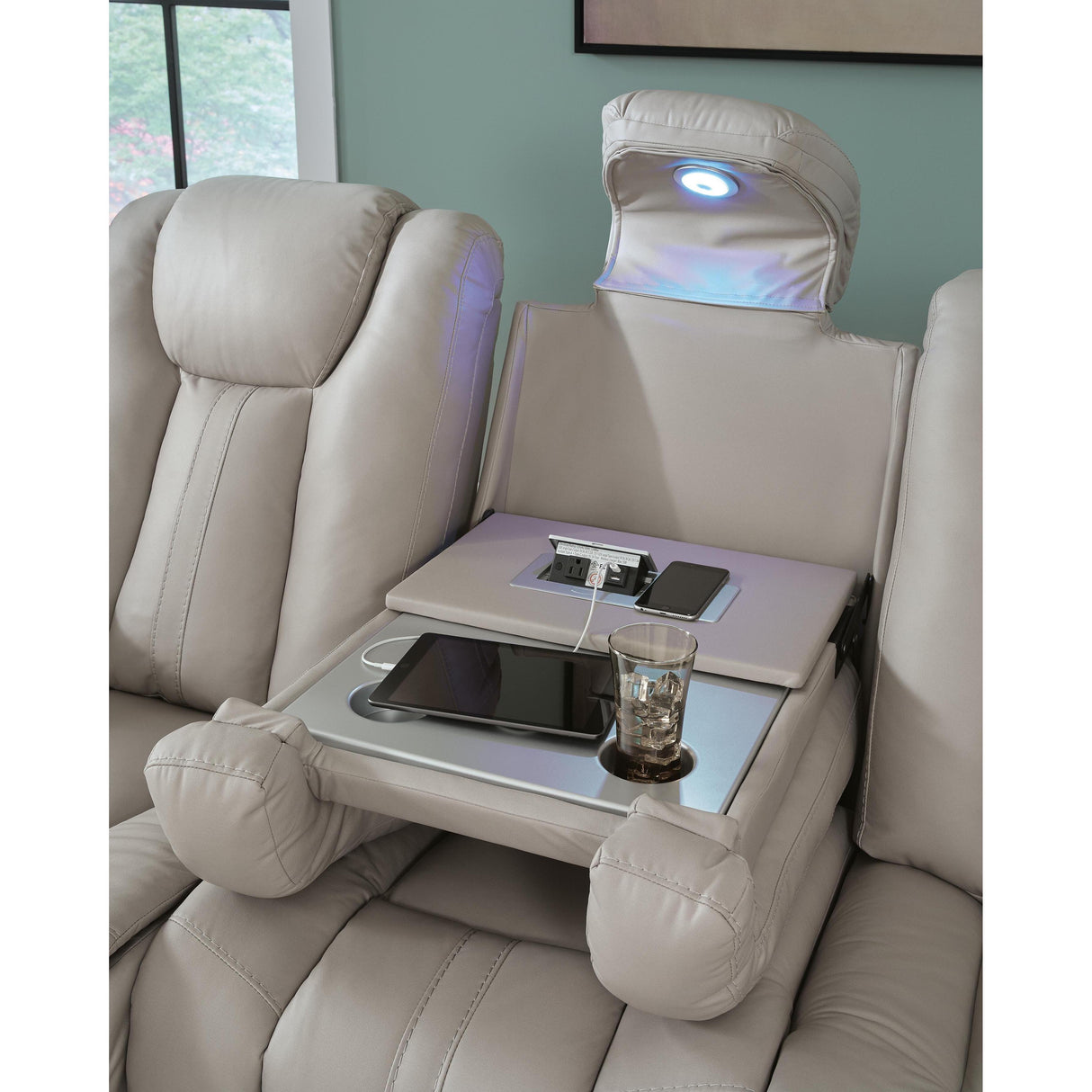 Signature Design by Ashley Elevate Edges PC8330589 Reclining Sofa with Drop Down Table IMAGE 7