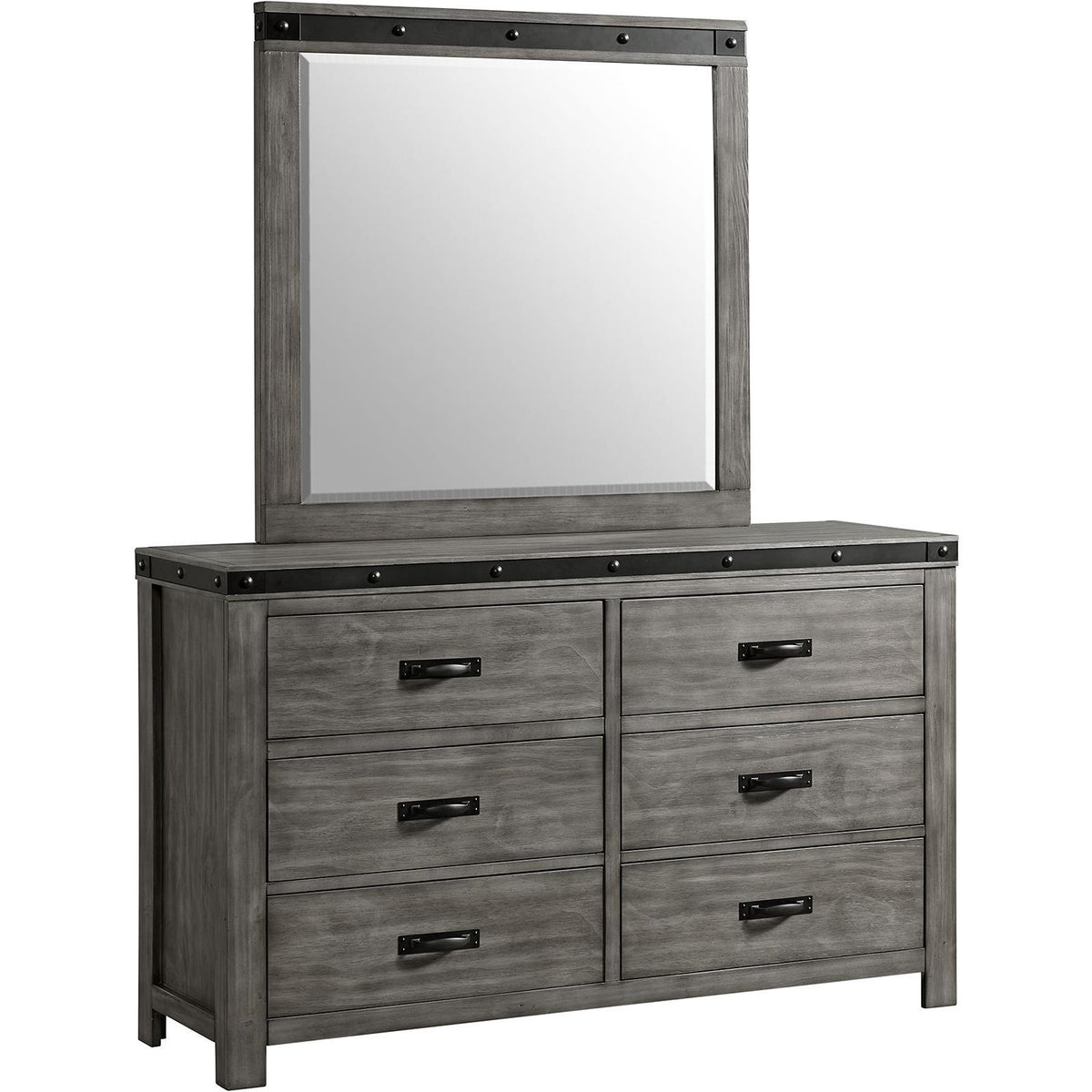 Elements International Wade 6-Drawer Kids Dresser with Mirror WE650DRMR IMAGE 1
