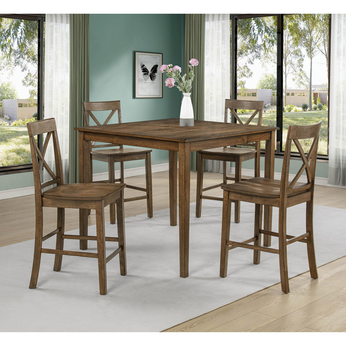 Crown Mark Dinettes 5-Piece 2753SET-BRN IMAGE 1