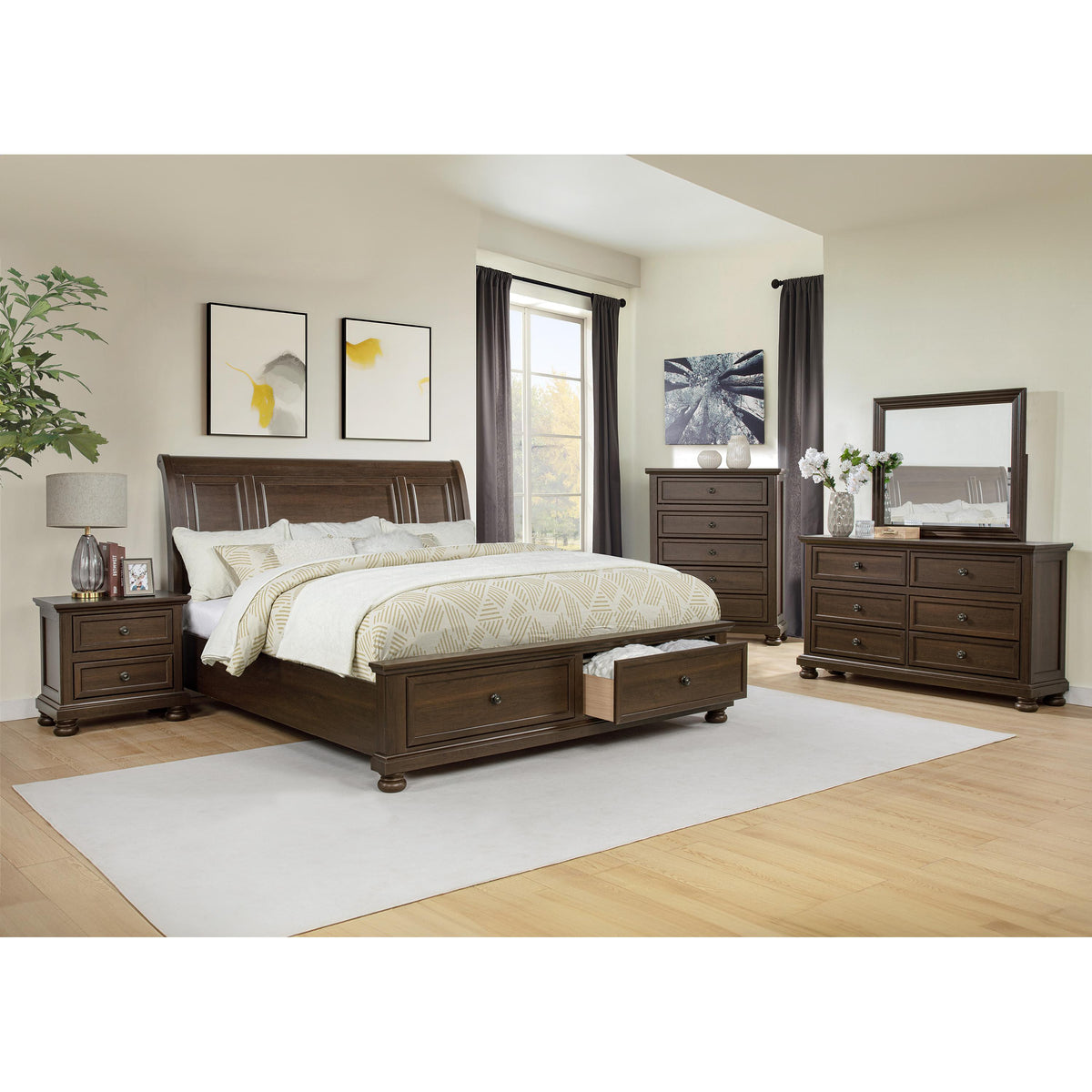 Crown Mark Claribelle Queen Panel Bed with Storage B1810-Q-HB/B1810-Q-FBD/B1810-KQ-RAIL IMAGE 3
