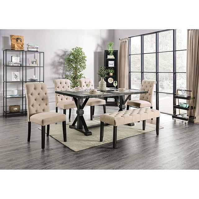 Furniture of America Alfred CM3735T-IV-6PC-BN 6 Pc Dining Table Set with Bench IMAGE 1
