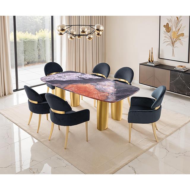 Furniture of America Northolt FM37004GY-T-7PC-05BK 7 Pc Dining Table Set with Black Chair IMAGE 2