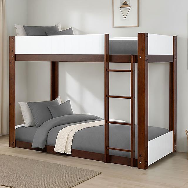 Furniture of America Terri FM-BK204CH-T-BED+M6 Twin/Twin Bunk Bed & Mattress IMAGE 1