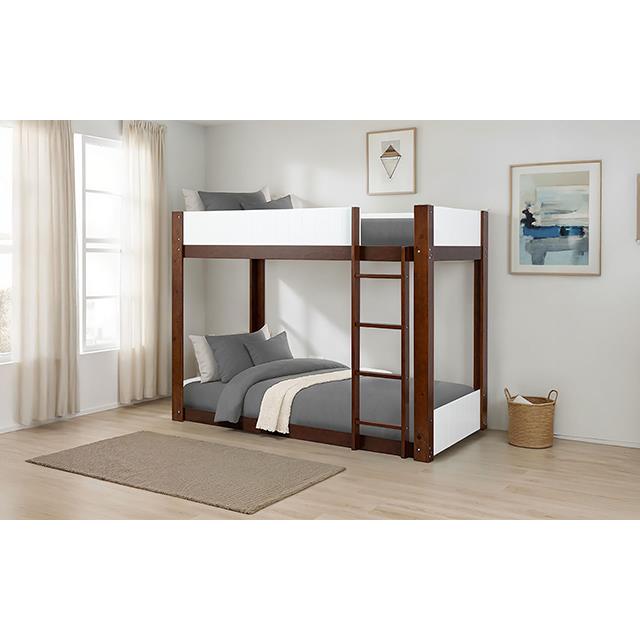 Furniture of America Terri FM-BK204CH-T-BED+M6 Twin/Twin Bunk Bed & Mattress IMAGE 2