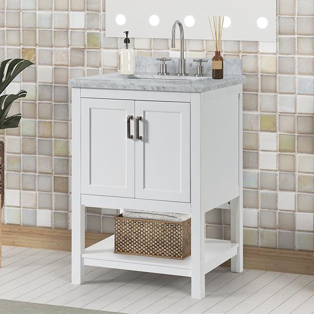 Furniture of America Reston TM-VS001WH-25 25" Vanity with Top/ Sink IMAGE 1