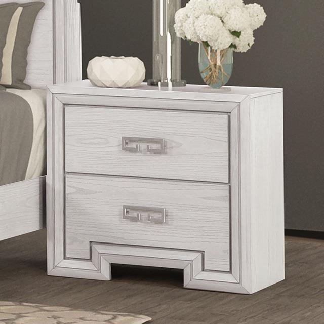 Furniture of America Basilone FM7440WH-N Nightstand IMAGE 1