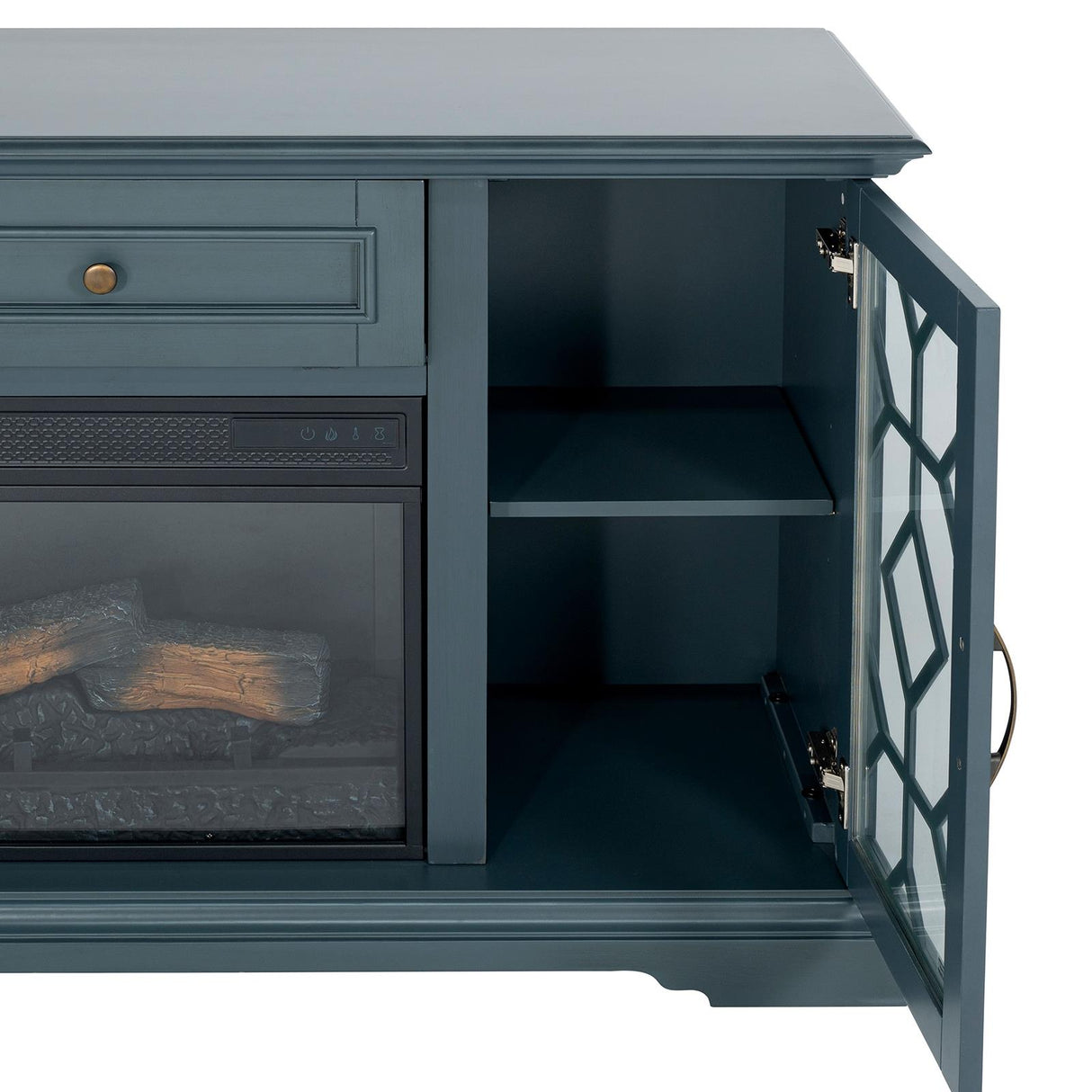 Furniture of America Fidel TM5002 74'' Tv Console with Electric Fireplace IMAGE 4