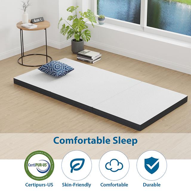 Furniture of America Hollyhock DM1004-TXL 4" Twin Xl Tri-Fold Memory Foam Topper IMAGE 3