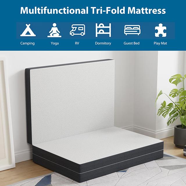 Furniture of America Hollyhock DM1004-TXL 4" Twin Xl Tri-Fold Memory Foam Topper IMAGE 6