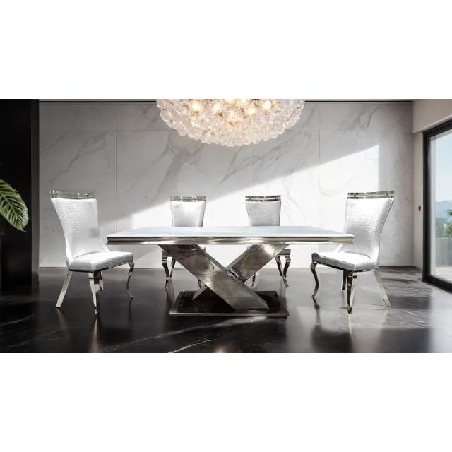 Furniture of America Palazzo FM33002SV-T-7PC-10WH 7 Pc Dining Table Set IMAGE 2