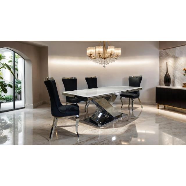 Furniture of America Palazzo FM33002SV-T-7PC-10WH 7 Pc Dining Table Set IMAGE 3
