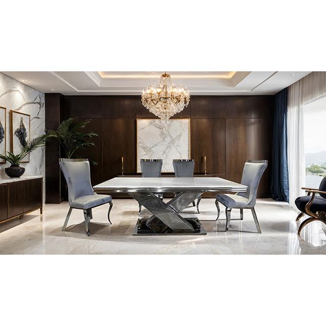 Furniture of America Palazzo FM33002SV-T-7PC-10WH 7 Pc Dining Table Set IMAGE 4
