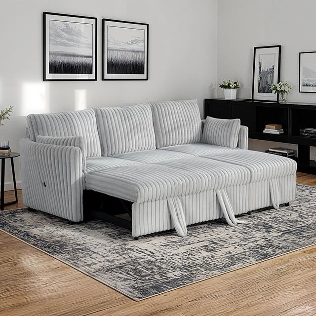 Furniture of America Denholme SL64002GY-SF-PK Sectional with Pull Out IMAGE 1