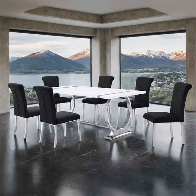 Furniture of America Holbaek FM37008SV-T-5PC-07SB 5 Pc 80" Dining Table Set IMAGE 1