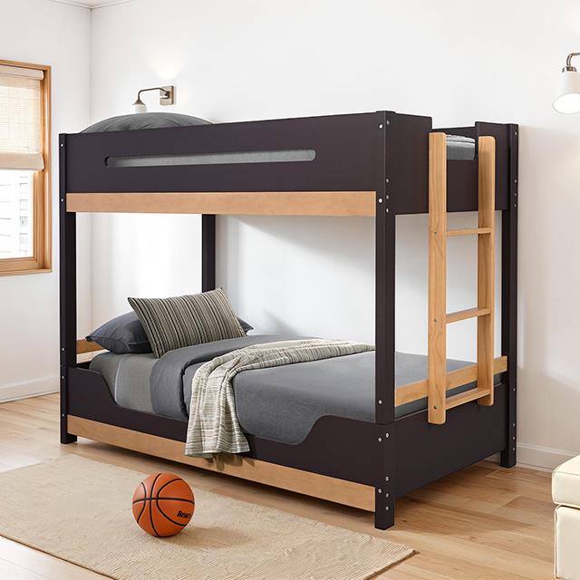 Furniture of America Nestor FM-BK201BK-T-BED Twin/Twin Bunk Bed IMAGE 1