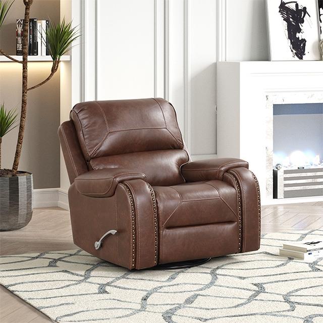 Furniture of America Tepic TM6012BR-H-CH Recliner with Oversized Handle IMAGE 1
