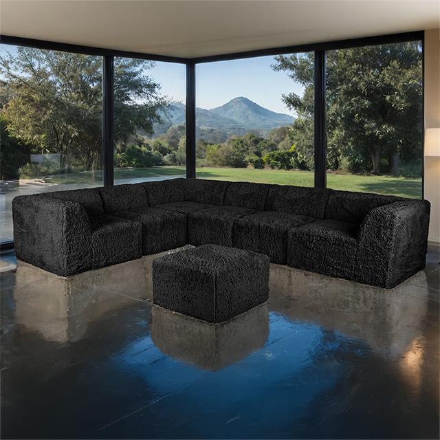 Furniture of America Nappi FM62102BK-SECT-L+OT Large L-Sectional with Ottoman IMAGE 1