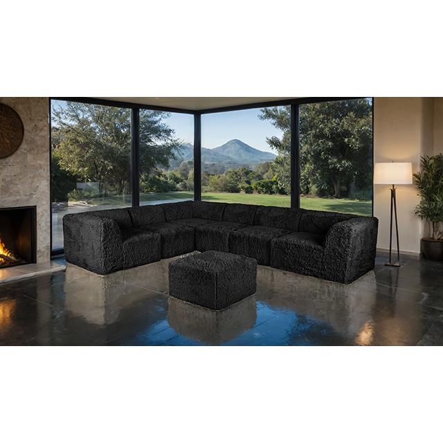 Furniture of America Nappi FM62102BK-SECT-L+OT Large L-Sectional with Ottoman IMAGE 2