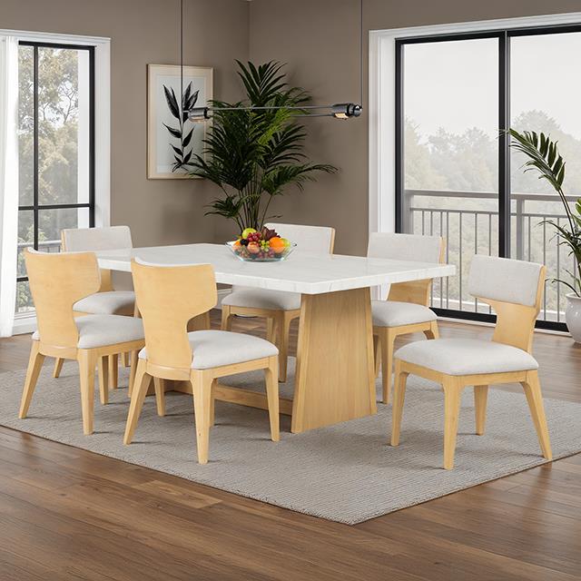 Furniture of America Caerwys FM34004NT-T-7PC 7 Pc Dining Table Set IMAGE 1