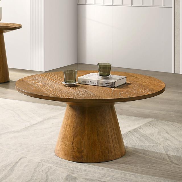 Furniture of America Halewood FM4222WN-36-C-PK 36" Round Cocktail Table IMAGE 1