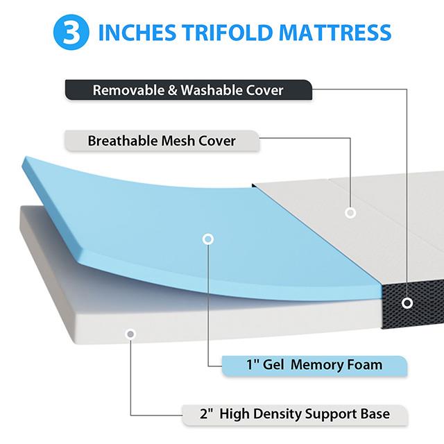Furniture of America Hollyhock DM1003-T 3" Twin Tri-Fold Memory Foam Topper IMAGE 5