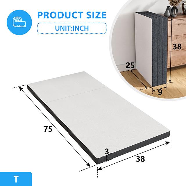 Furniture of America Hollyhock DM1003-T 3" Twin Tri-Fold Memory Foam Topper IMAGE 8