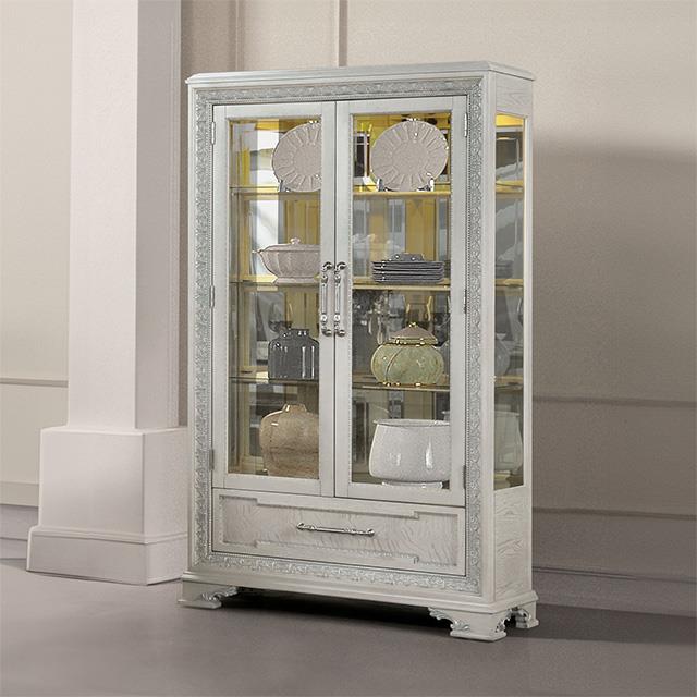 Furniture of America Stella Mia FM31000WH-CR Curio Cabinet IMAGE 1