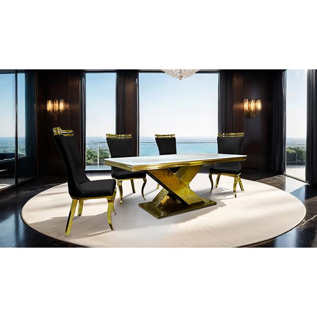 Furniture of America Palazzo FM33002GD-T-7PC-11SV 7 Pc Dining Table Set IMAGE 1