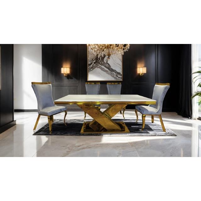 Furniture of America Palazzo FM33002GD-T-7PC-11SV 7 Pc Dining Table Set IMAGE 4