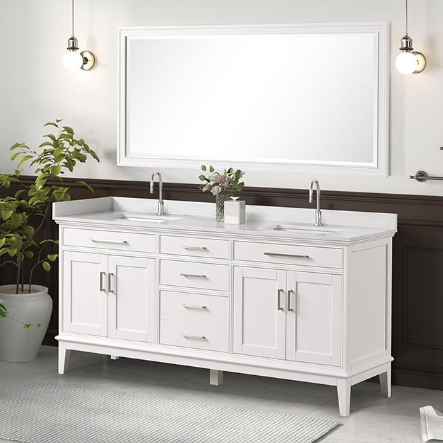 Furniture of America Almeria TM-CT005WH-72+05WH+M Vanity Set with Mirror IMAGE 1