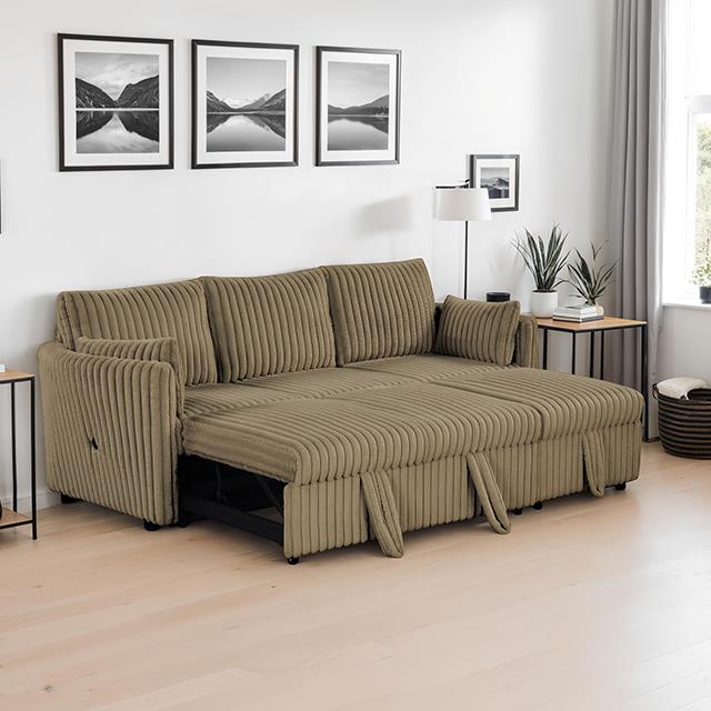 Furniture of America Denholme SL64002BR-SF-PK Sectional with Pull Out IMAGE 1