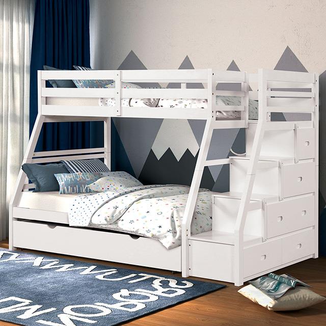 Furniture of America Ellington FM-BK611WH-BED+TR Twin/Full Bunk Bed IMAGE 1