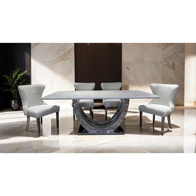 Furniture of America Portanova FM33003SV-T-7PC-14WH 7 Pc Dining Table Set IMAGE 2