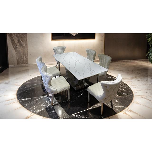Furniture of America Portanova FM33003SV-T-7PC-14WH 7 Pc Dining Table Set IMAGE 3
