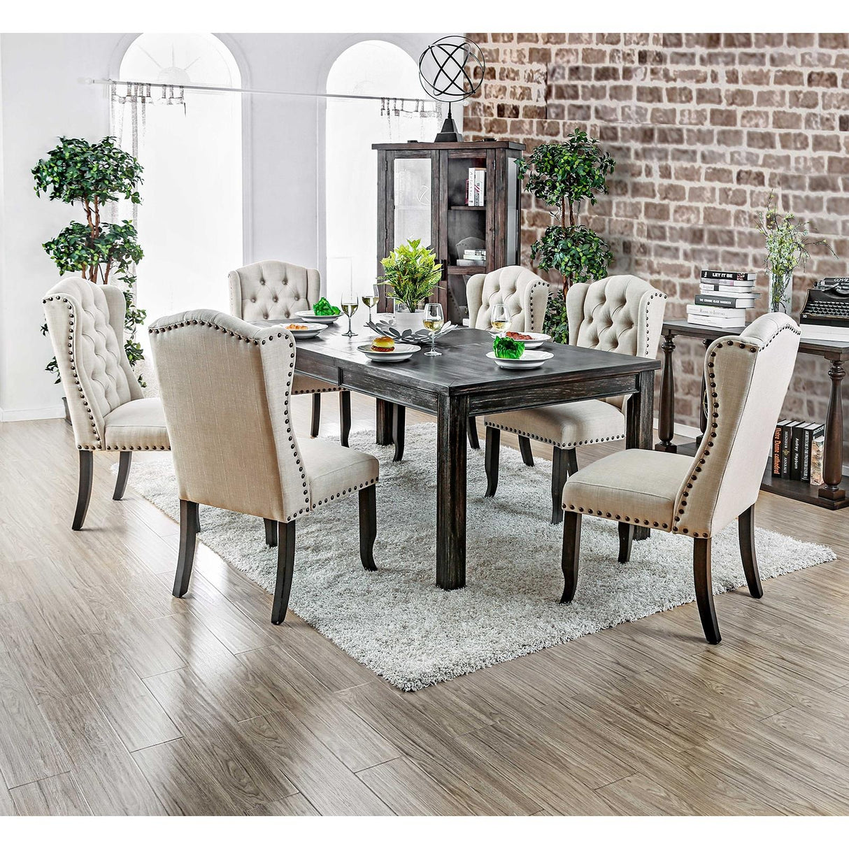 Furniture of America Sania CM3324BK-T-84-9PC 9 Pc Dining Table Set IMAGE 3