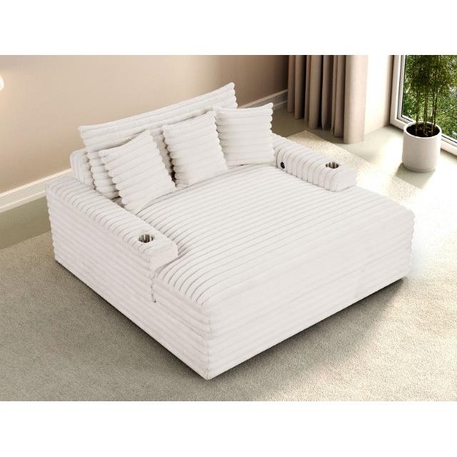 Furniture of America Veyrier FM6901WH-CE 2 Arm Chaise IMAGE 3
