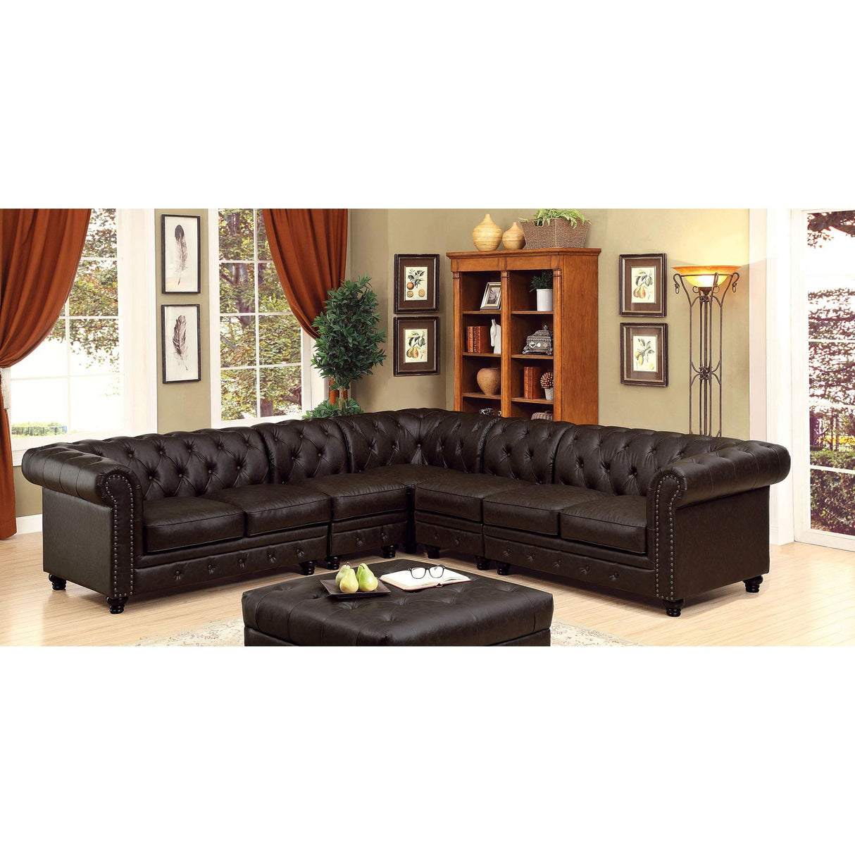 Furniture of America Stanford CM6270BR-CH Armless Chair IMAGE 2
