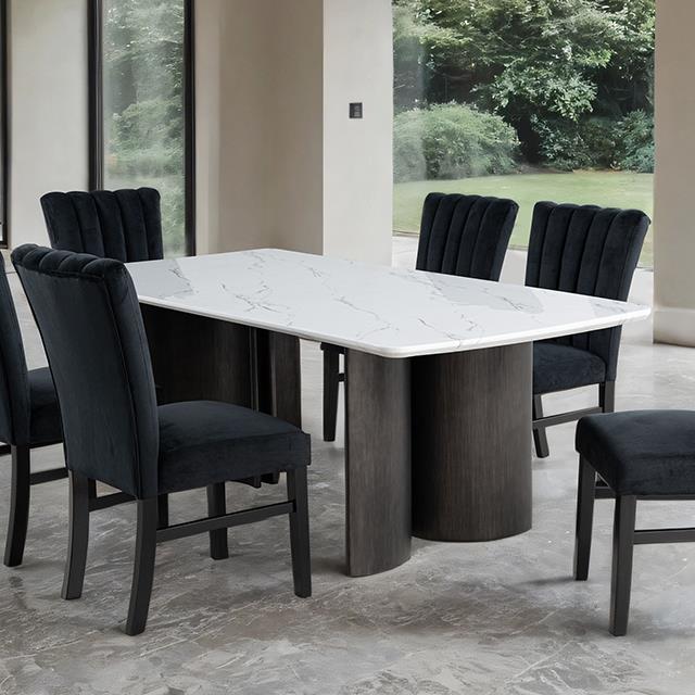 Furniture of America Selsey FM34007WH-T White Stone Top Dining Table IMAGE 1