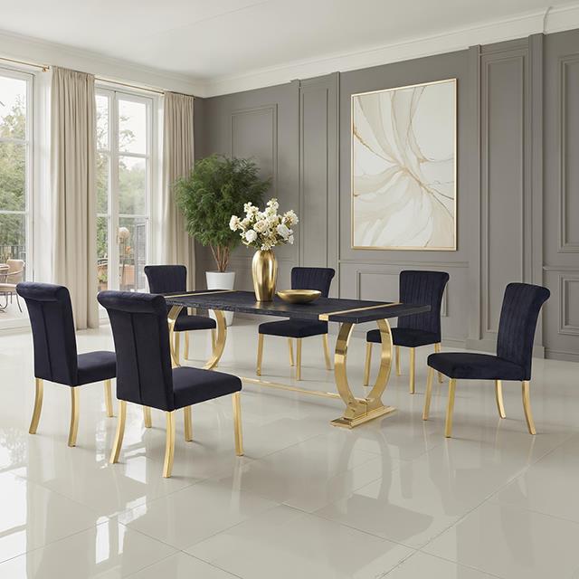 Furniture of America Horley FM37010GD-T807PC 7 Pc Dining Table Set IMAGE 1