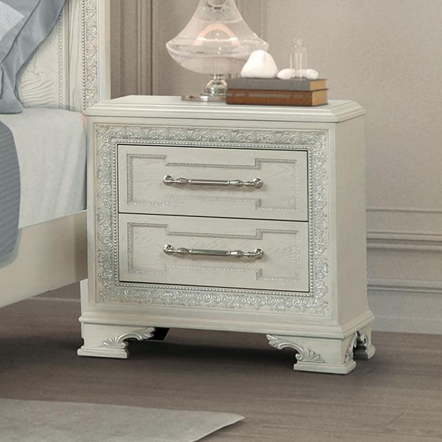 Furniture of America Stella Mia FM70000WH-N Nightstand IMAGE 1